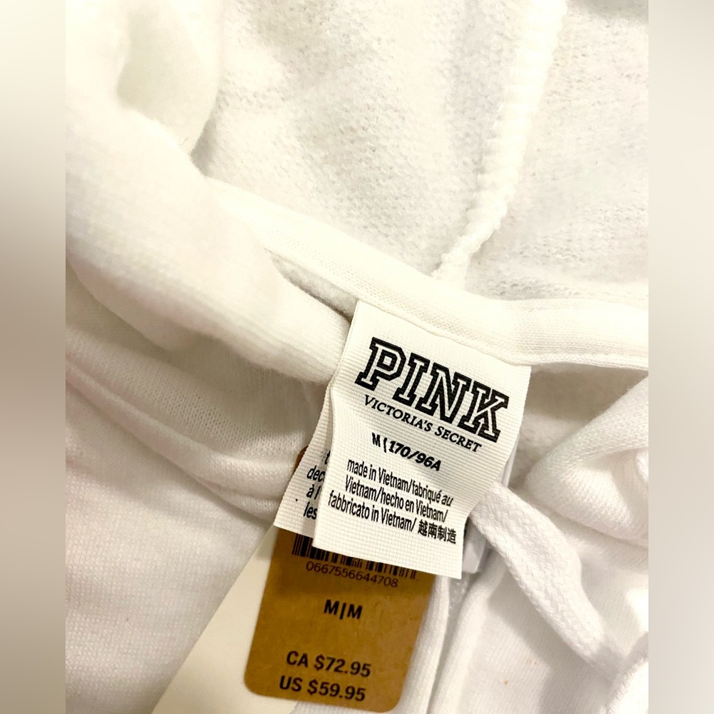 🌈NWT VS PINK RAINBOW WHITE MATCHING SET ZIP UP HOODIE / JOGGERS SIZE MEDIUM! HTF - Picture 7 of 16